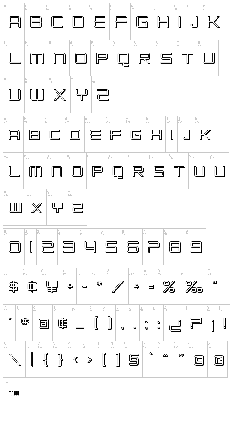 SF Chromium 24 font map